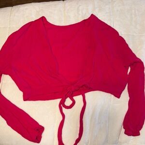 Women's Pink Tie-Front Top